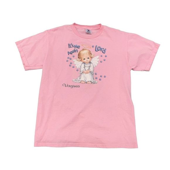 Delta Other - Vintage 2000 Cute Baby Angel T Shirt Mens M “Its Me Again Lord” Jesus Pink